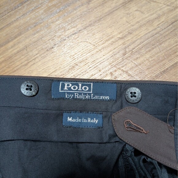 VTG Polo Ralph Lauren Virgin Wool Pants Mens 36x30 Made in Italy Pleated Cuffed - Picture 3 of 12